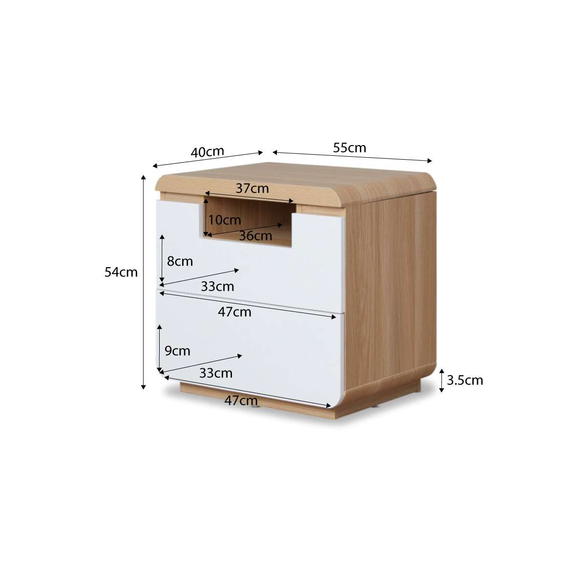 Rhodes Bedside Table - White/Natural