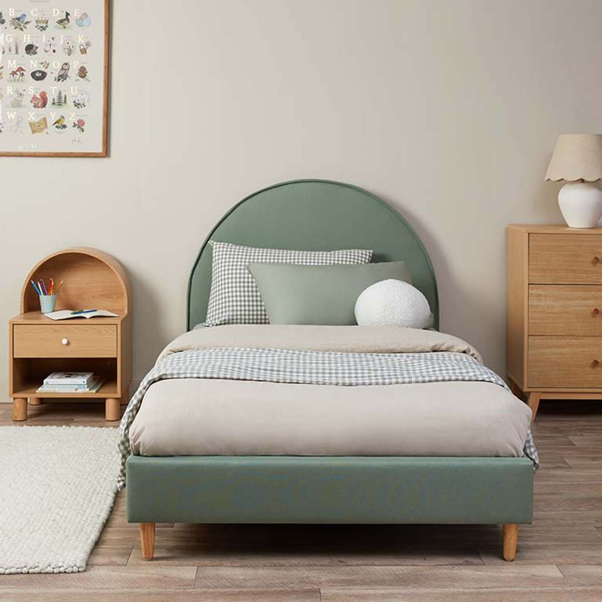 Imogen King Single Bed Sage Green + Mattress Bundle