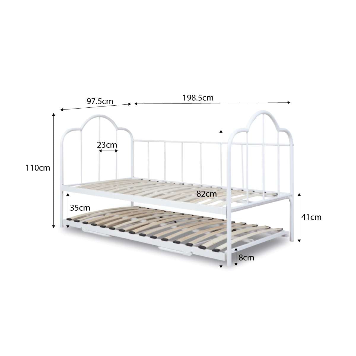 Dixie Day Bed With Trundle - White