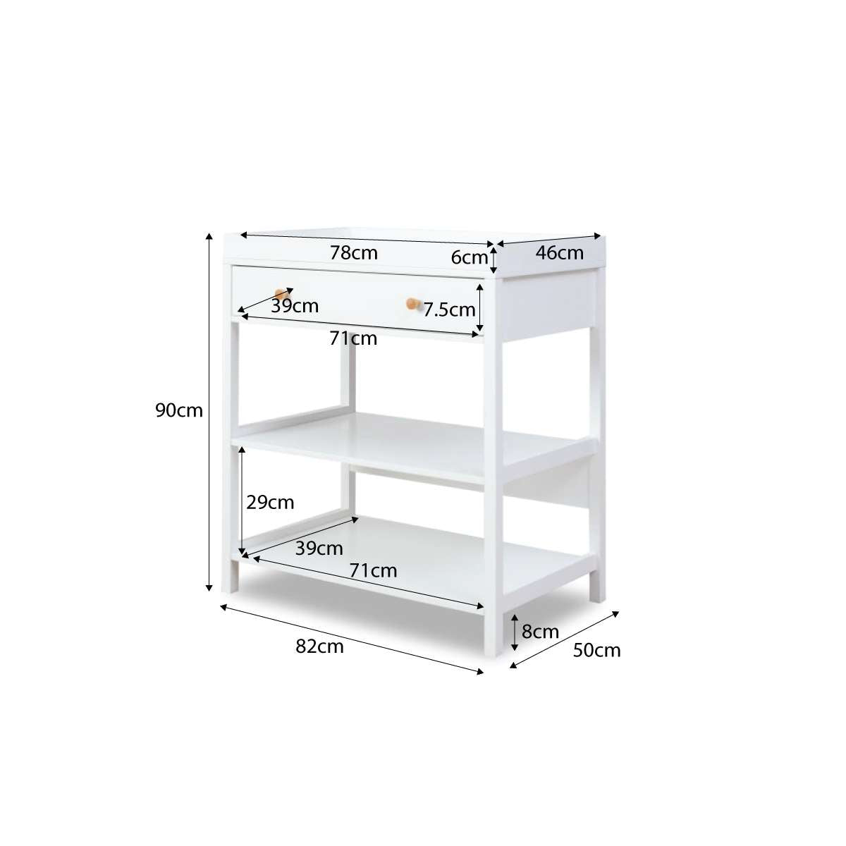 Mocka White Change Table with Removable Top | White