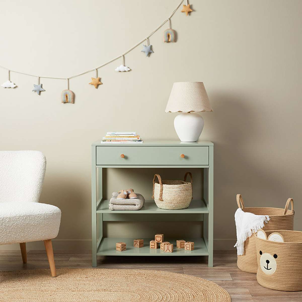 Sage Green Baby Changing Table with Removable Top | Mocka Sage Green Baby Changing Table with Removable Top | Mocka