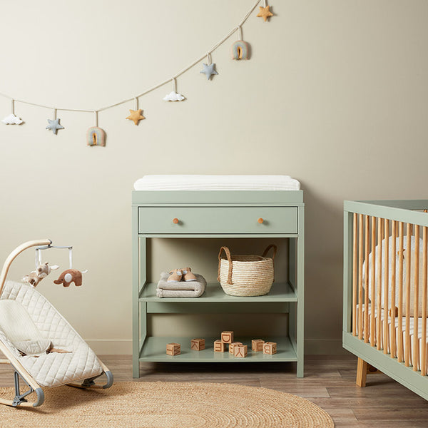 green changing dresser Sage Green Baby Changing Table with Removable Top