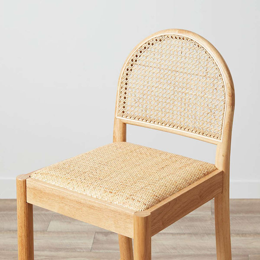 Mateo Curved Rattan Bar Stool - Natural | Mocka