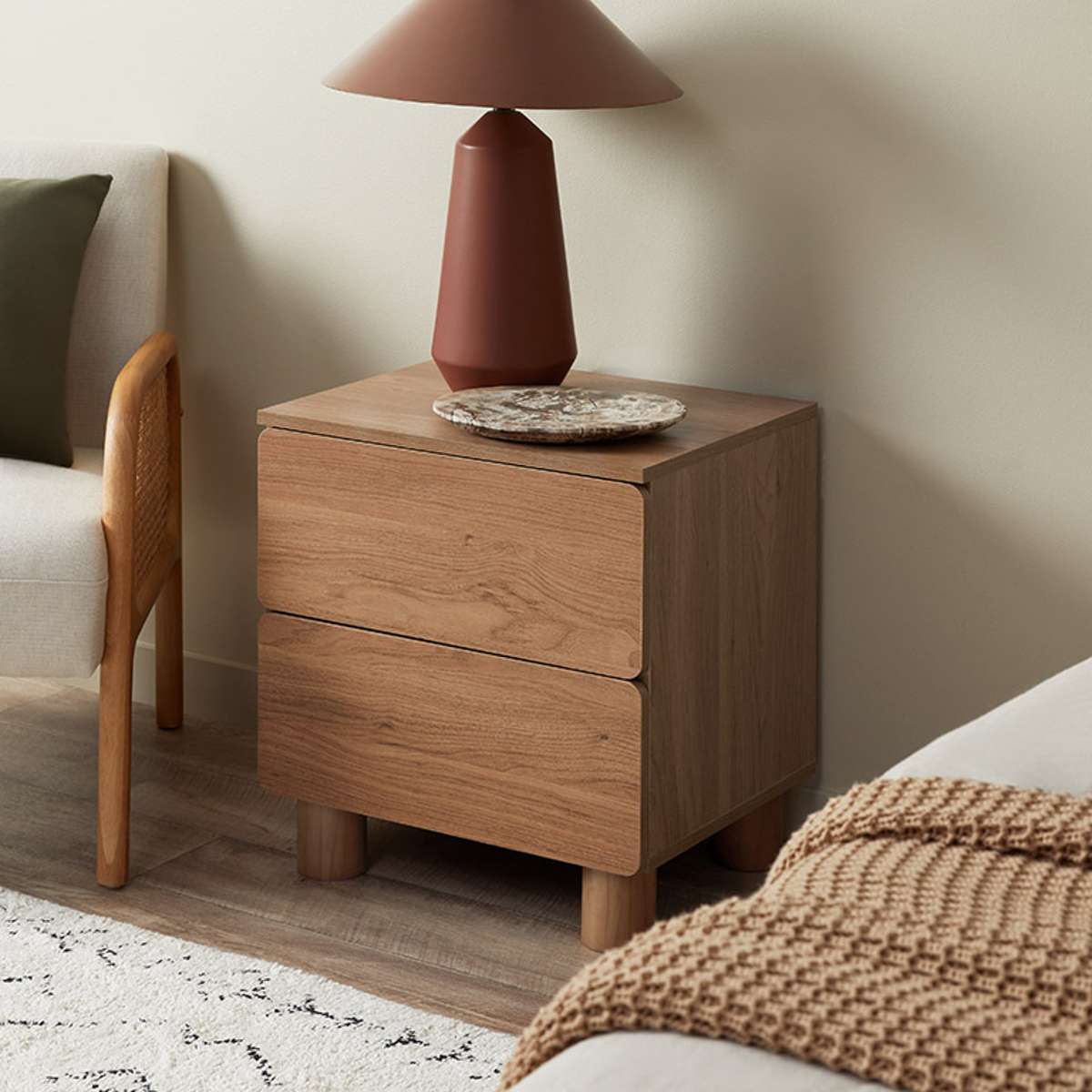 Leeroy Bedside Table - Hazelnut