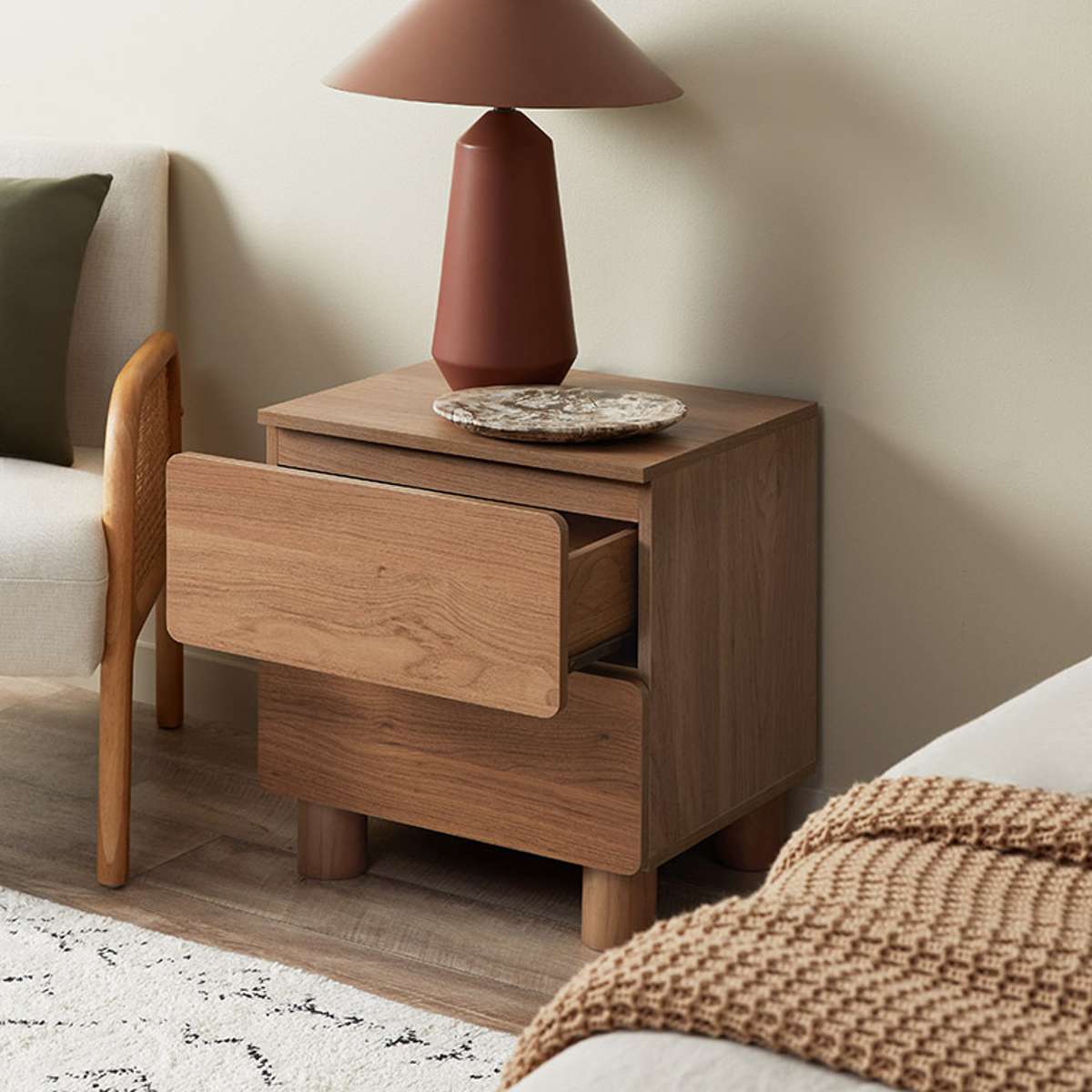 Leeroy Bedside Table - Hazelnut