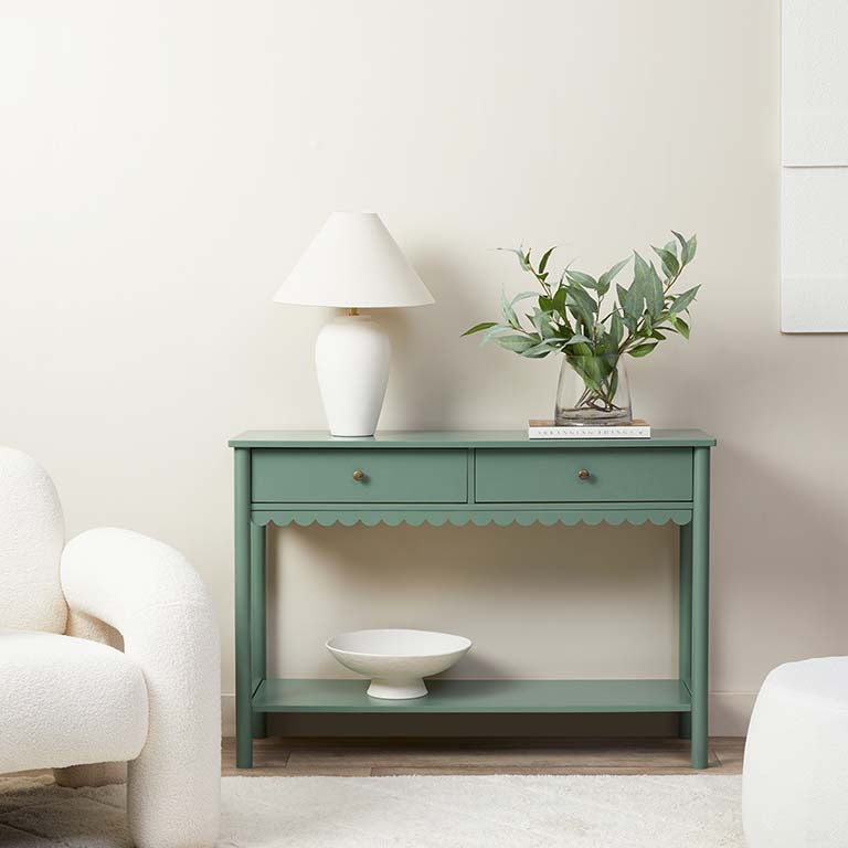 Myra Scalloped Console Table - Dark Green