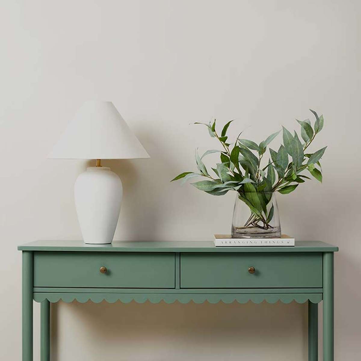 Myra Scalloped Console Table - Dark Green