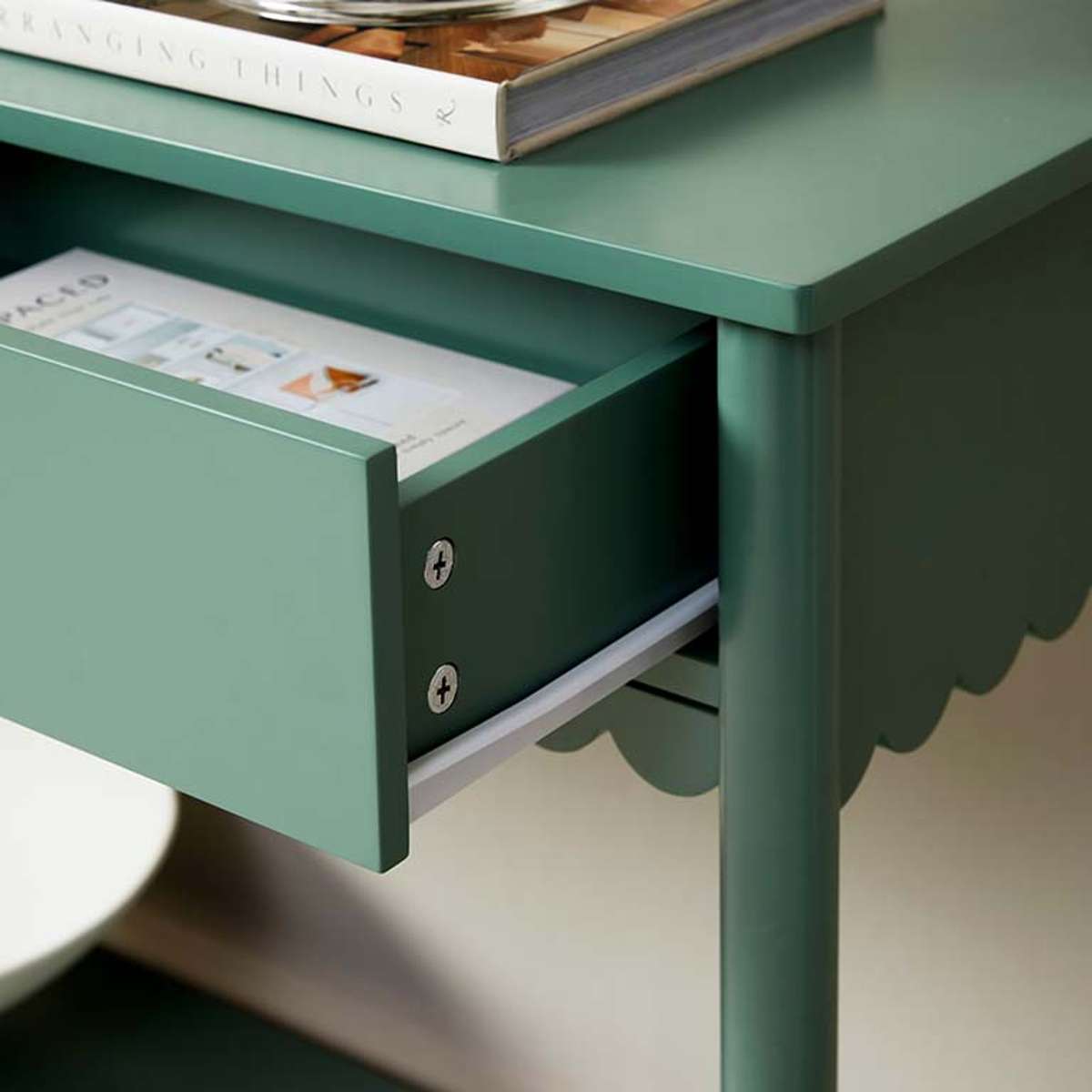 Myra Scalloped Console Table - Dark Green