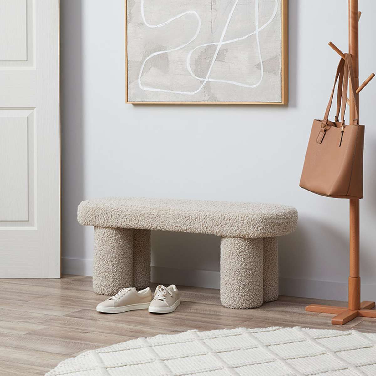Shea Sherpa Bench Seat - Beige