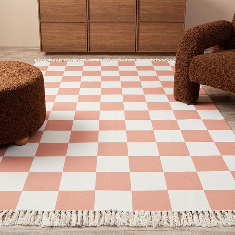 Kobie Checkerboard Rug - Rust