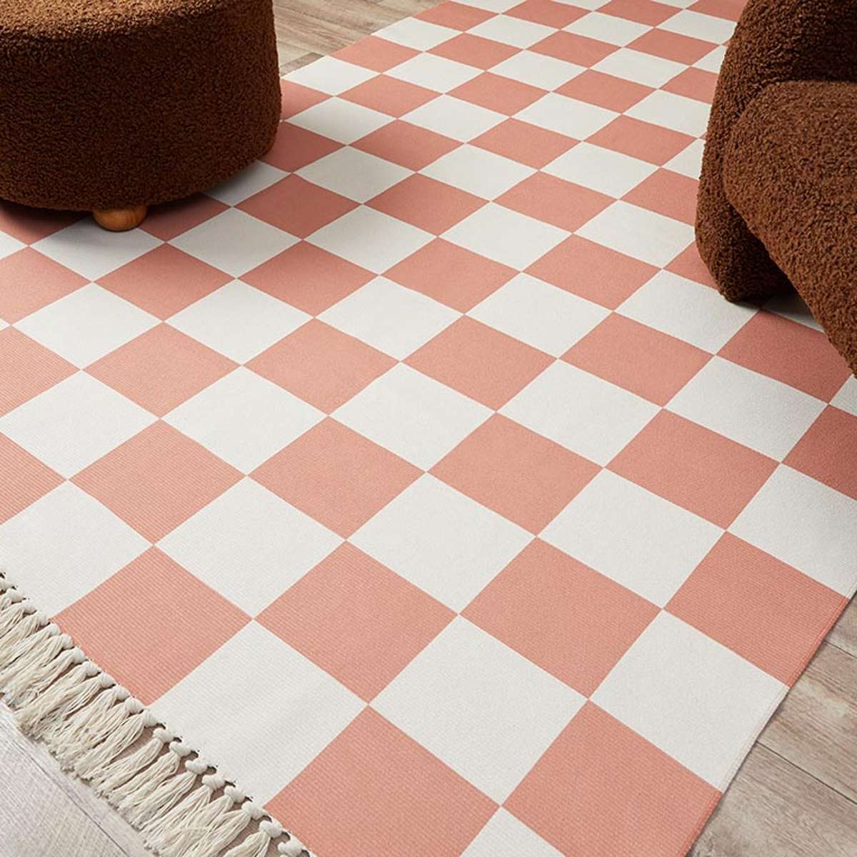 Kobie Checkerboard Rug - Rust