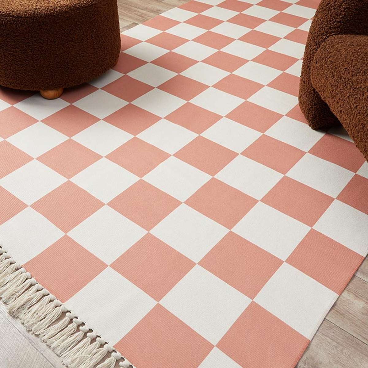 Kobie Checkerboard Rug - Rust