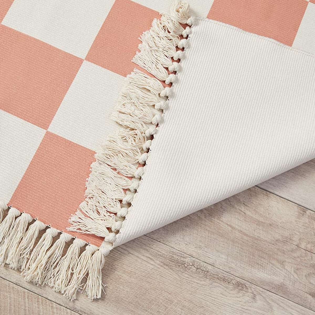 Mocka Round Rug Kobie Checkerboard Rug - Rust | Mocka