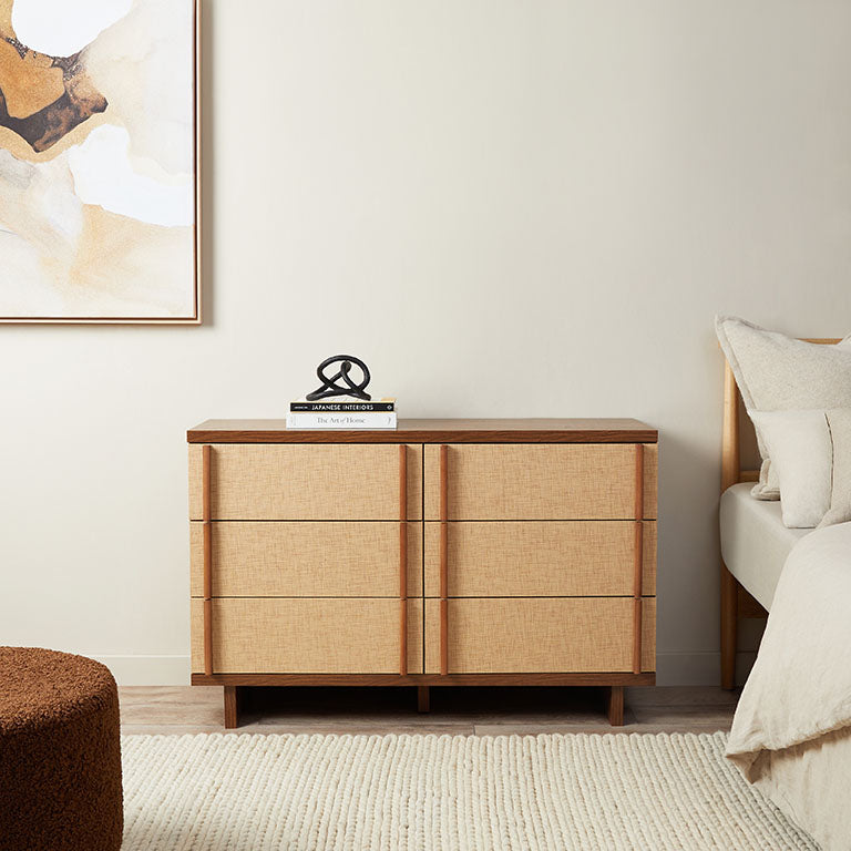 Minato Textured Six Drawer - Walnut