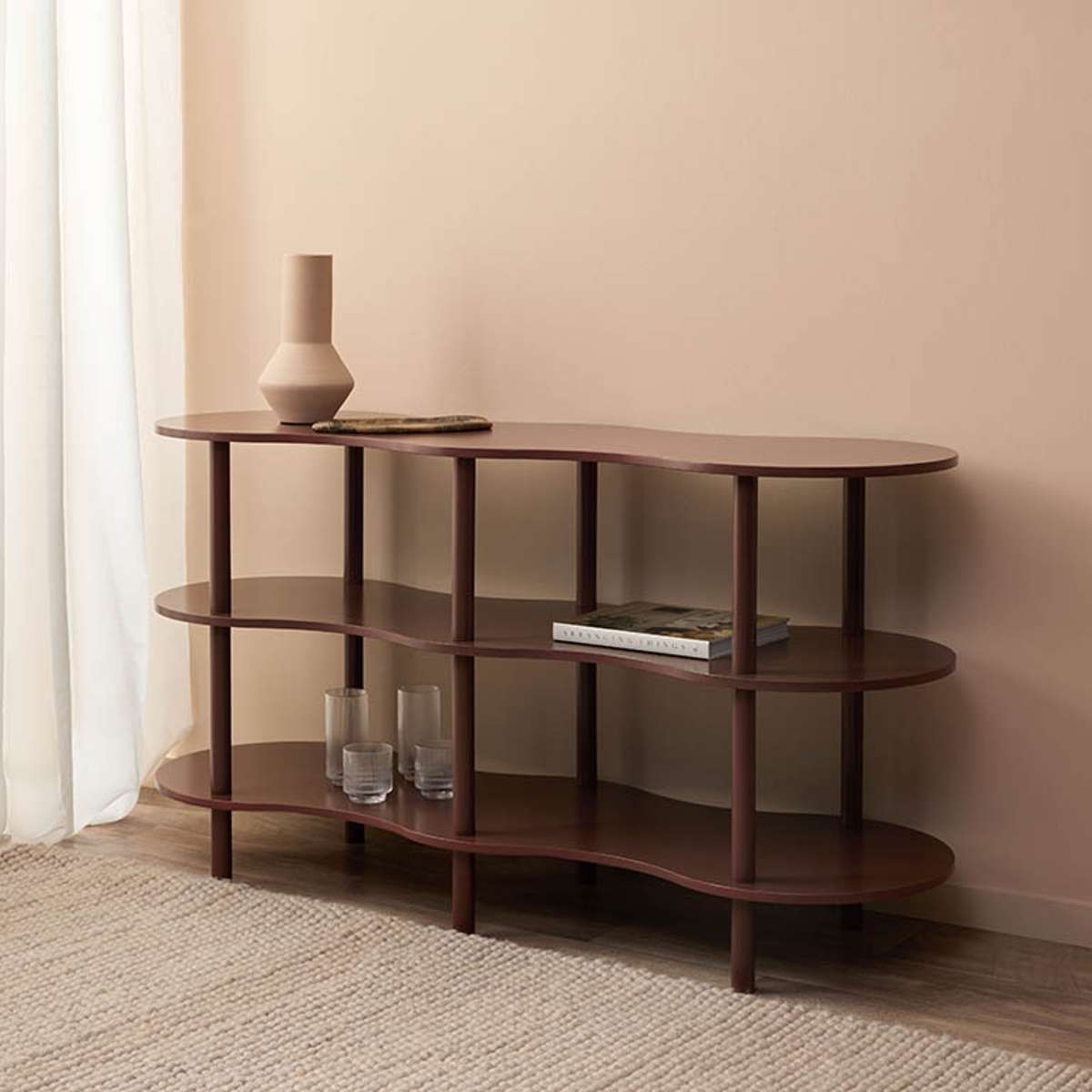 Wavey Low Three Shelf - Chocolate
