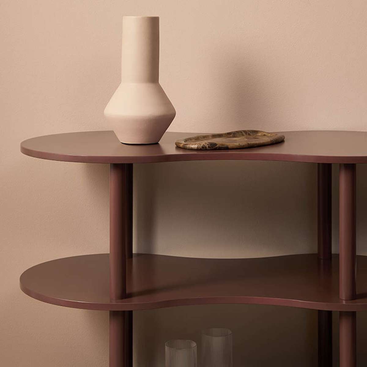 Wavey Low Three Shelf - Chocolate