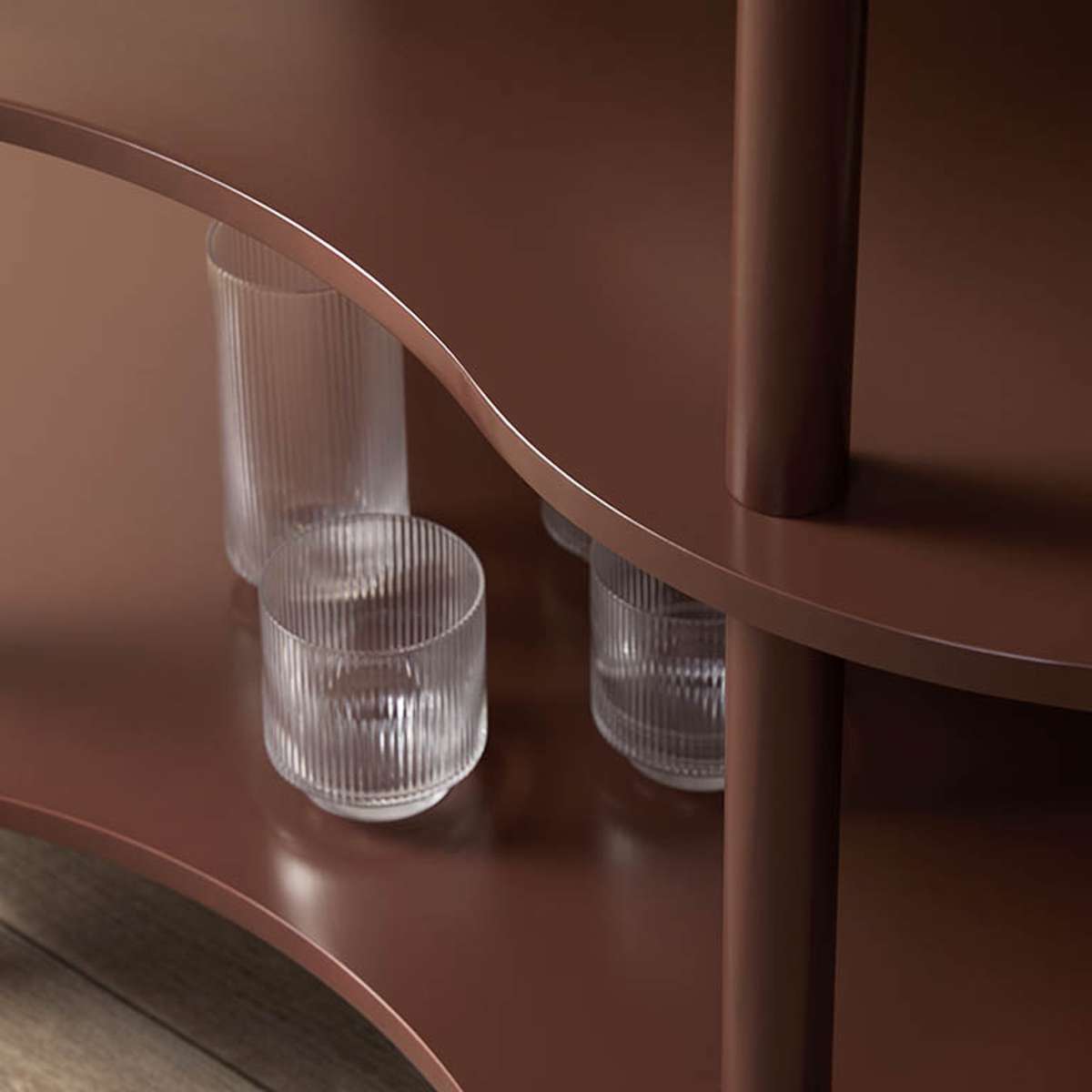 Wavey Low Three Shelf - Chocolate