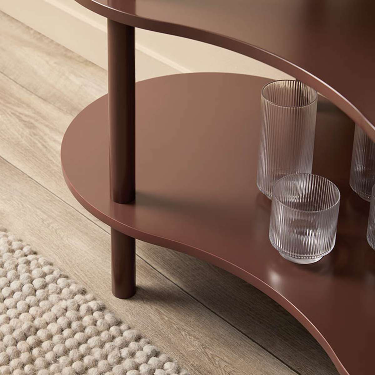 Wavey Low Three Shelf - Chocolate