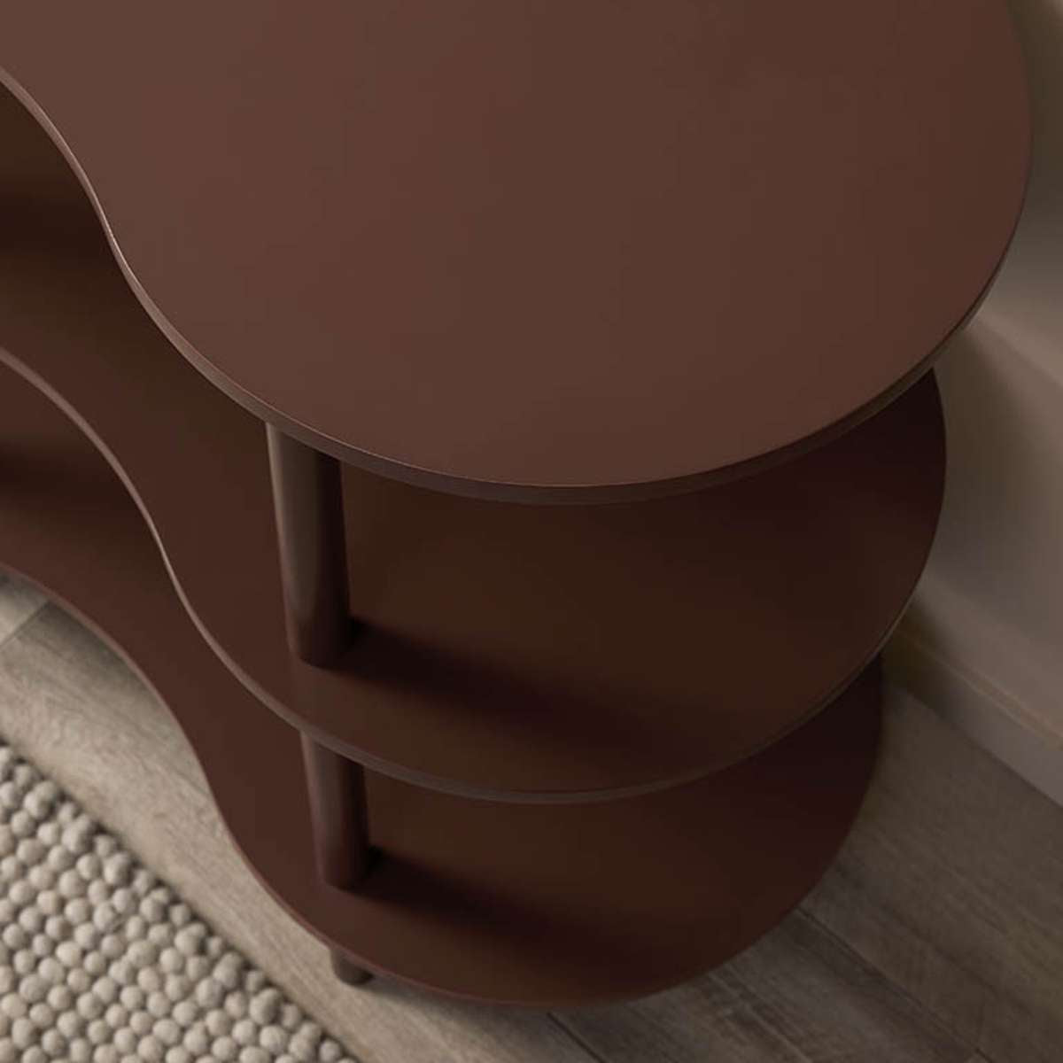 Wavey Low Three Shelf - Chocolate