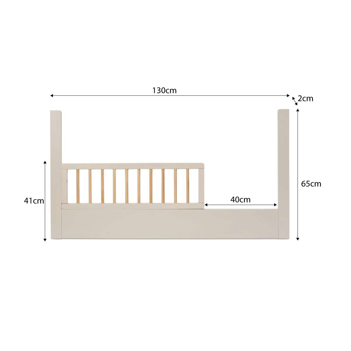 Addison Cot Toddler Half Frame - Putty/Natural