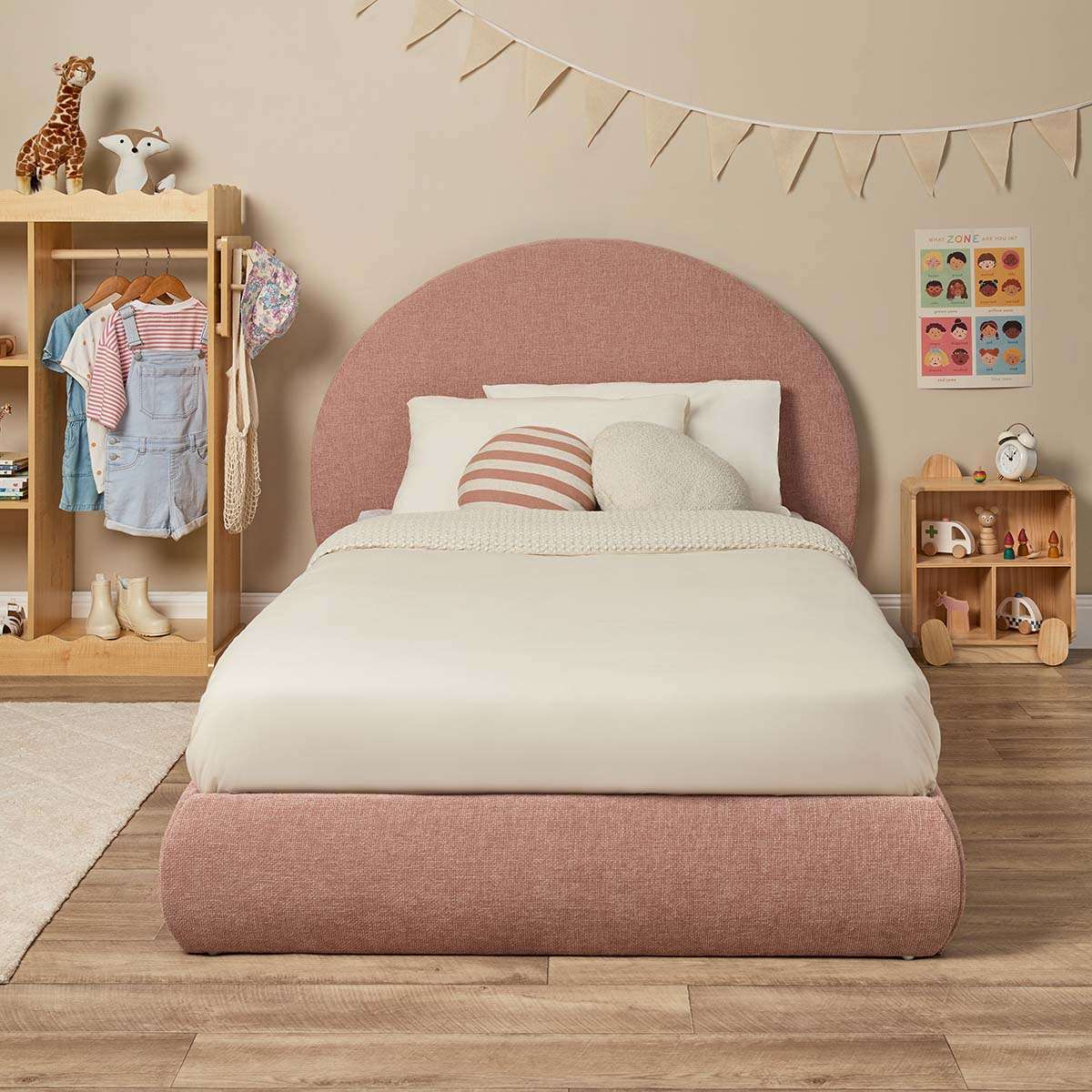 Arlo Arched King Single Bed - Dusty Pink