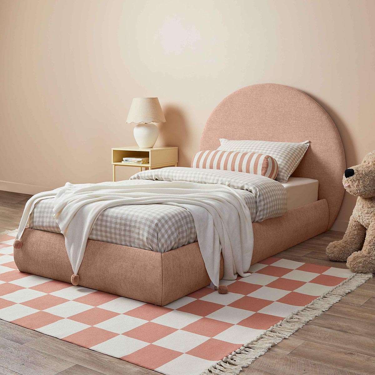 Arlo Arched King Single Bed - Dusty Pink