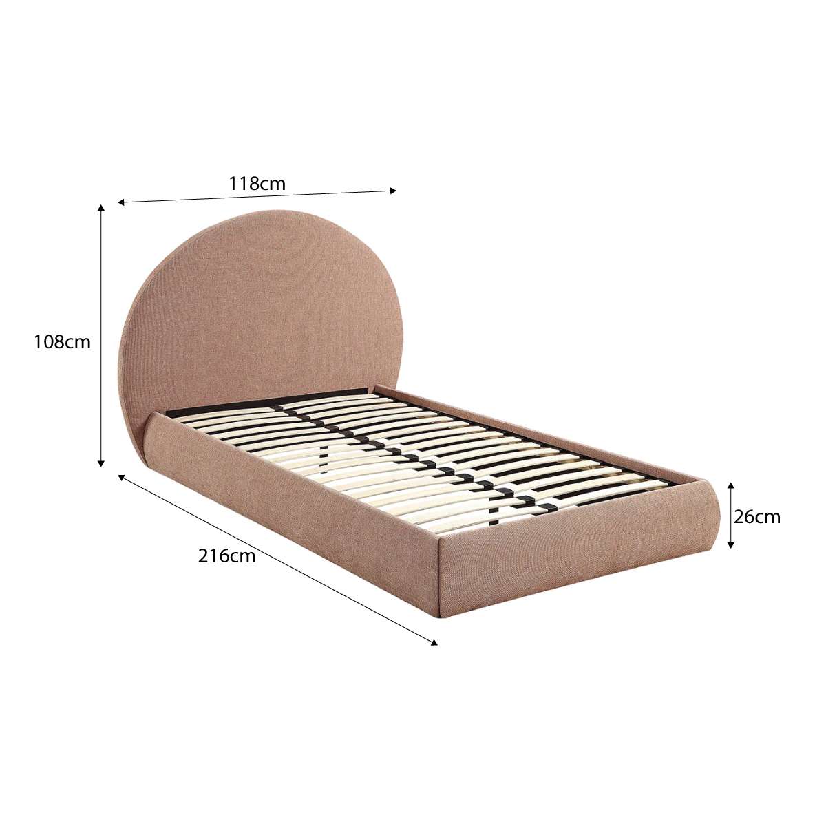 Arlo Arched King Single Bed - Dusty Pink