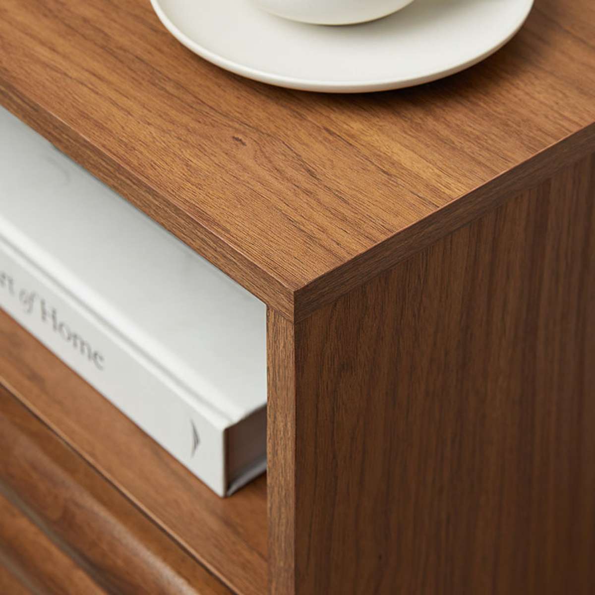Theodore Ribbed Bedside Table - Walnut