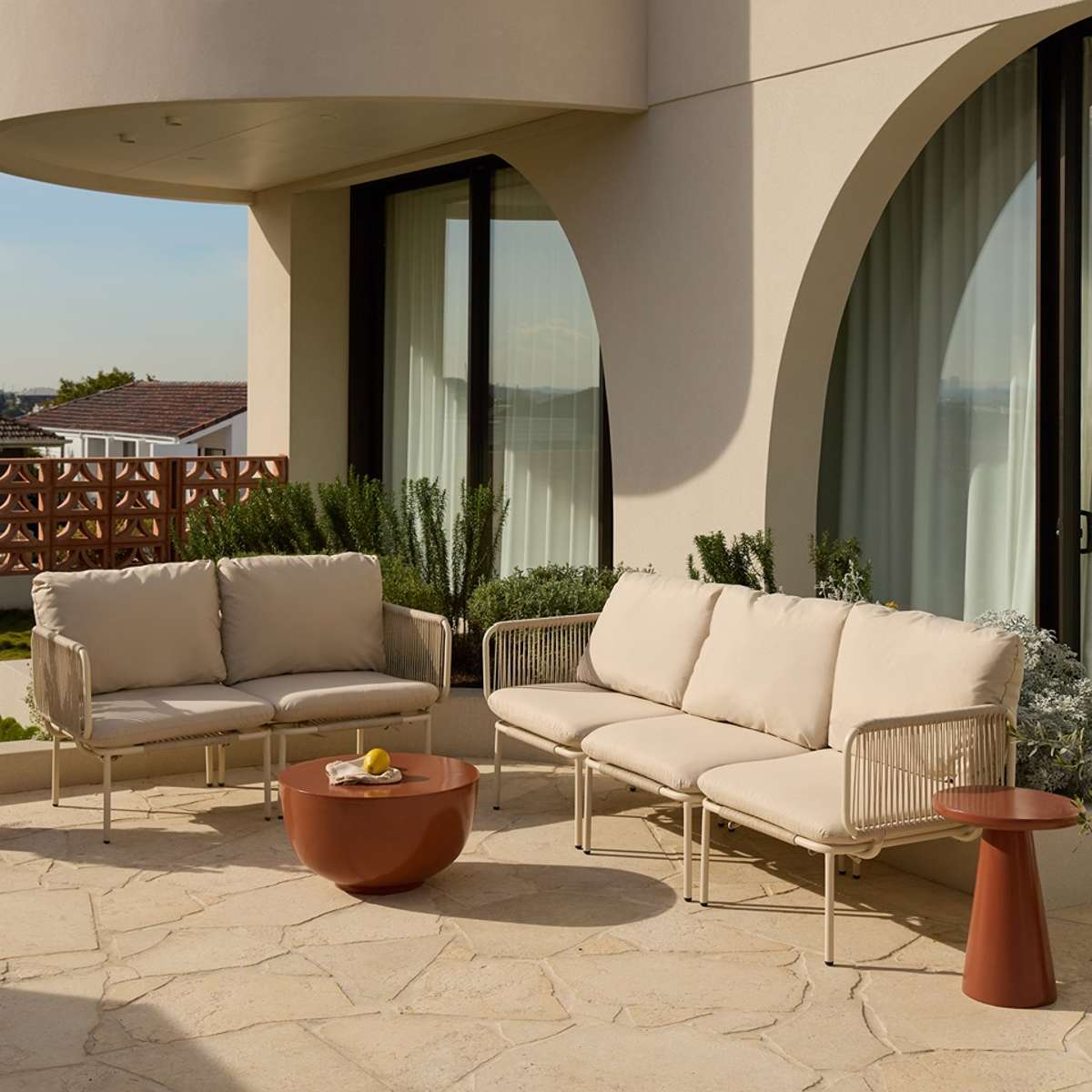 Sorrento Outdoor Three and Two Seater Two Piece Set - Beige