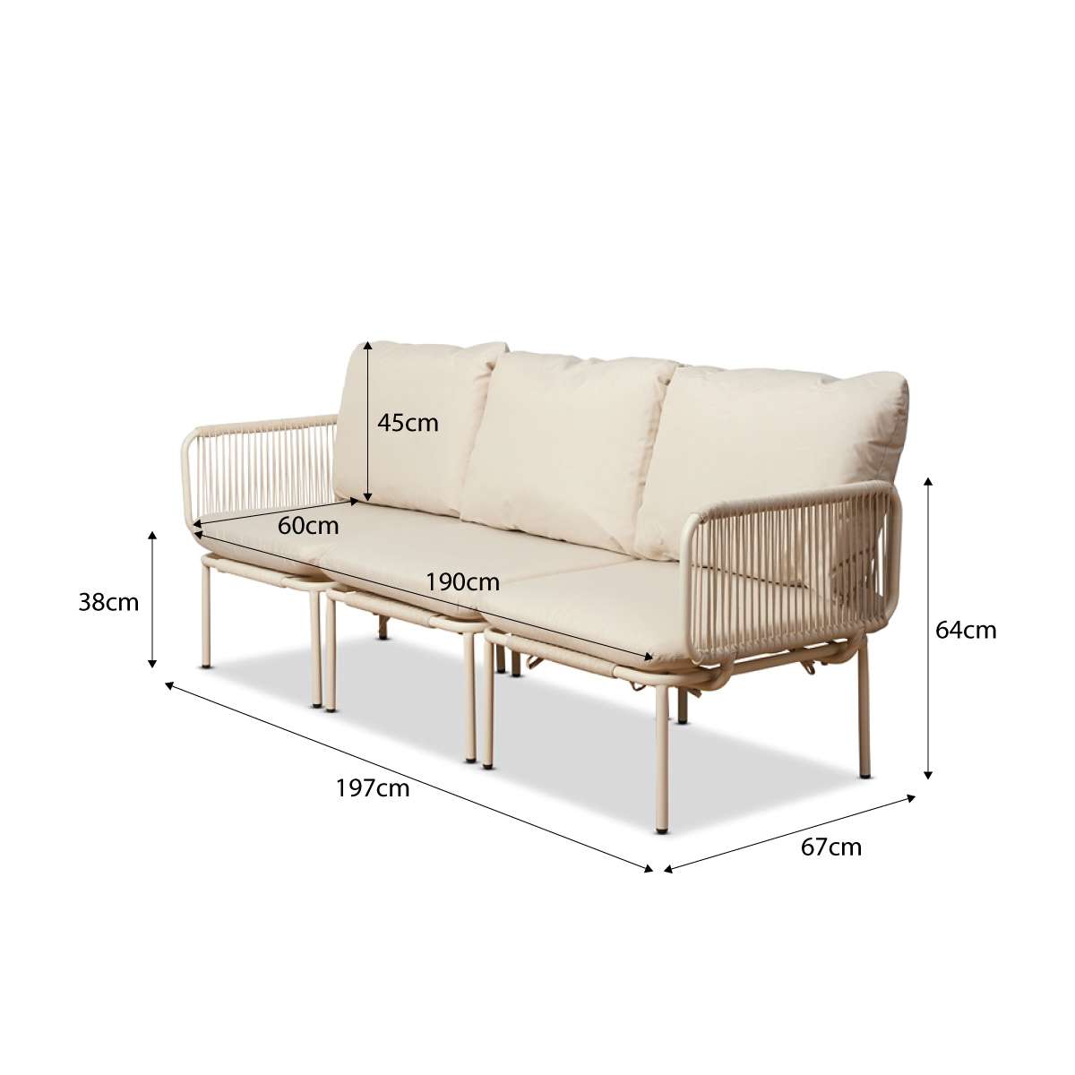 Sorrento Outdoor Three and Two Seater Two Piece Set - Beige