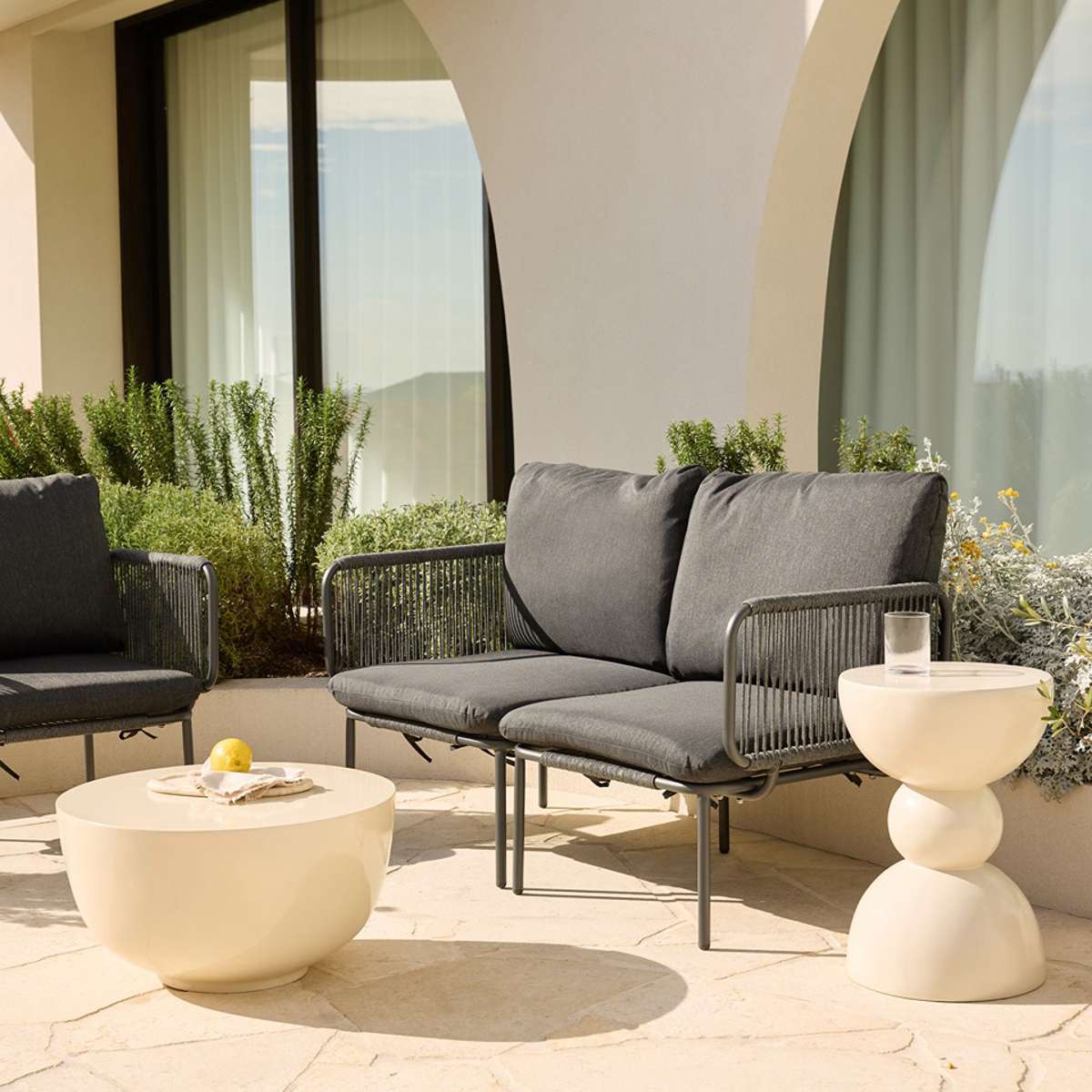 Sorrento Outdoor Two Seater Sofa - Charcoal