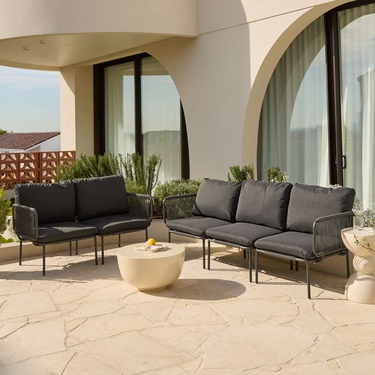 Sorrento Outdoor Three Seater Sofa - Charcoal
