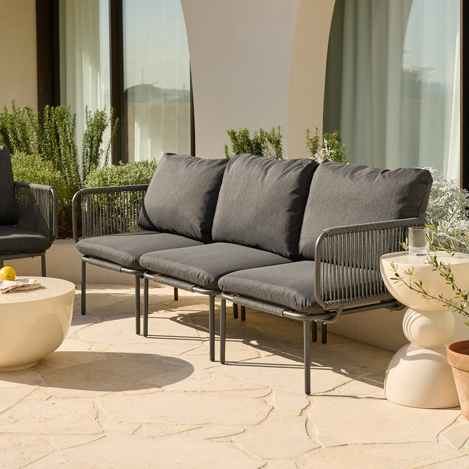 Sorrento Outdoor Three Seater Sofa - Charcoal