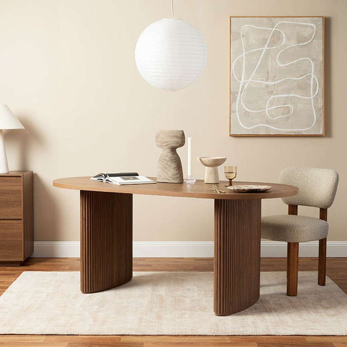 Amara Table and Coco Seven Piece Dining Set Walnut