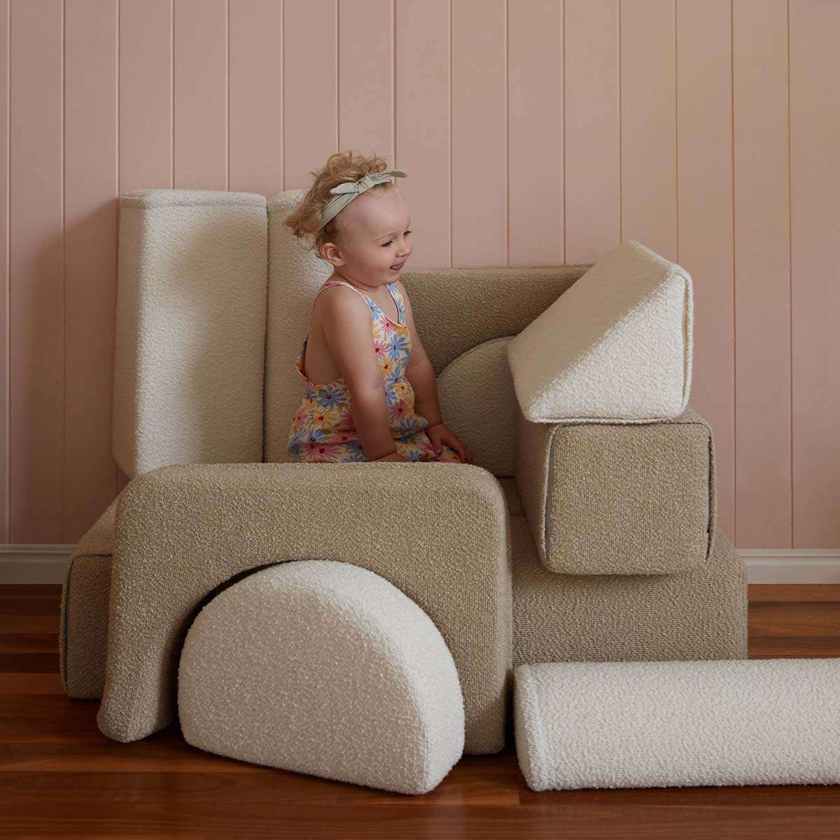 Modular Play Sofa - Cream/Beige Boucle