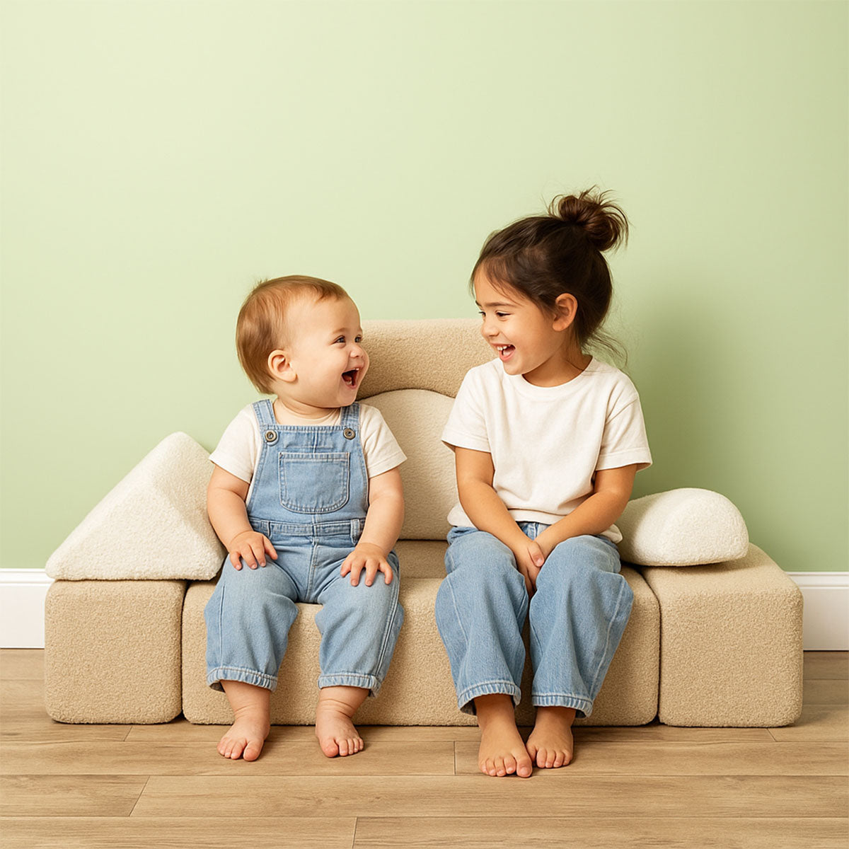 Modular Play Sofa - Cream/Beige Boucle