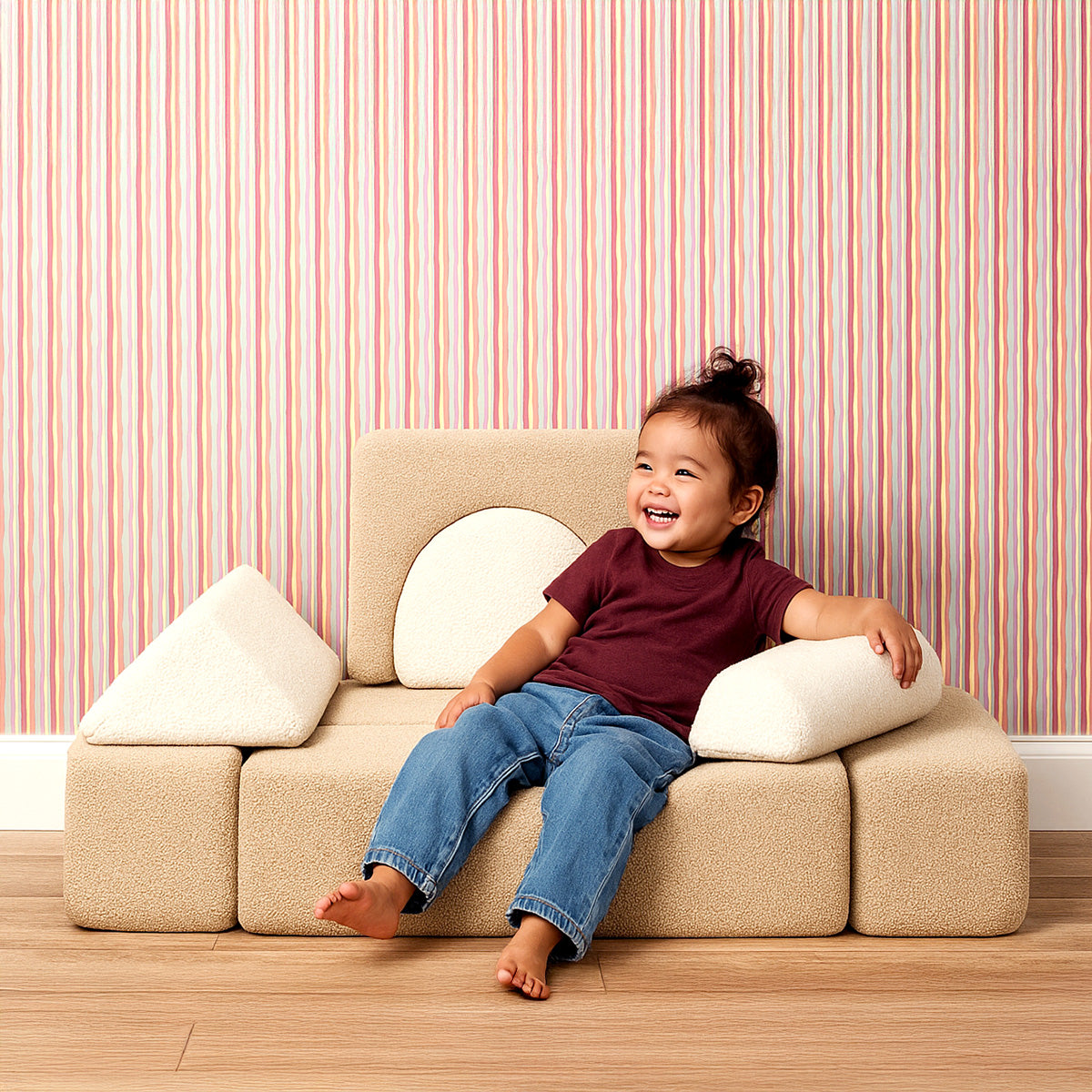 Modular Play Sofa - Cream/Beige Boucle