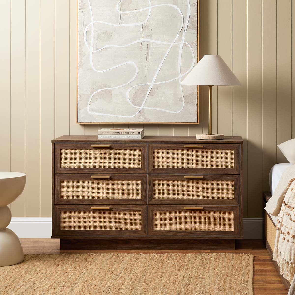 Noosa Rattan Six Drawer Walnut | Mocka Noosa Rattan Six Drawer Walnut | Mocka