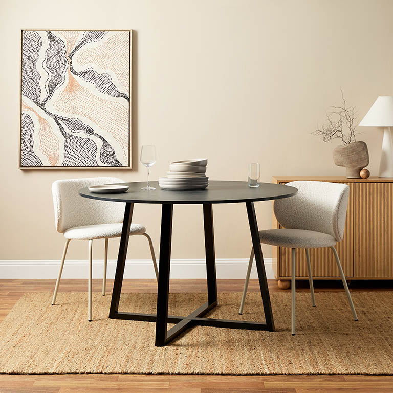 Kyoto Round Four Seater Dining Table - Black