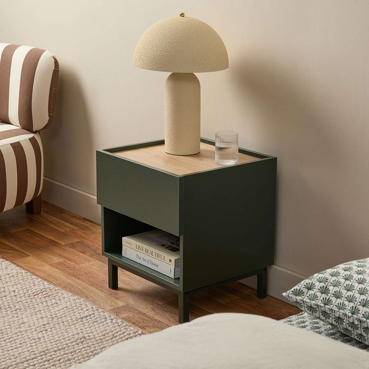 Murphy Bedside Table - Green/Natural | Mocka