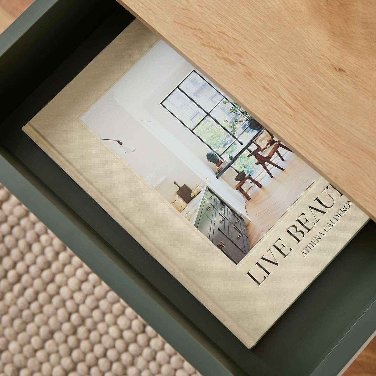 Murphy Bedside Table - Green/Natural | Mocka