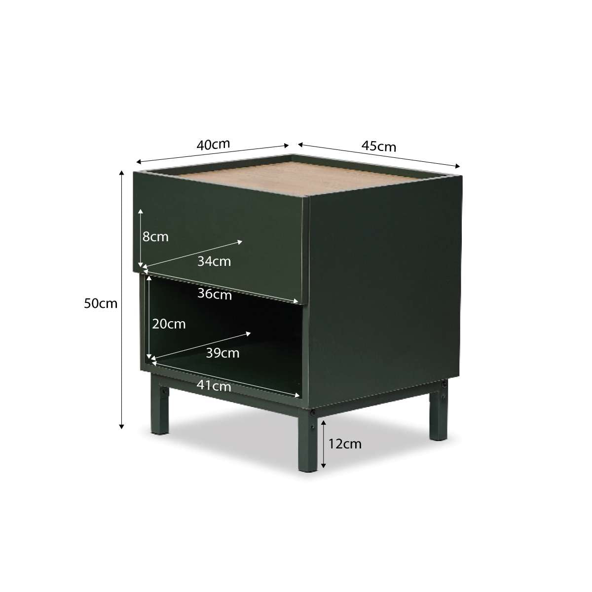 Murphy Bedside Table - Green/Natural | Mocka