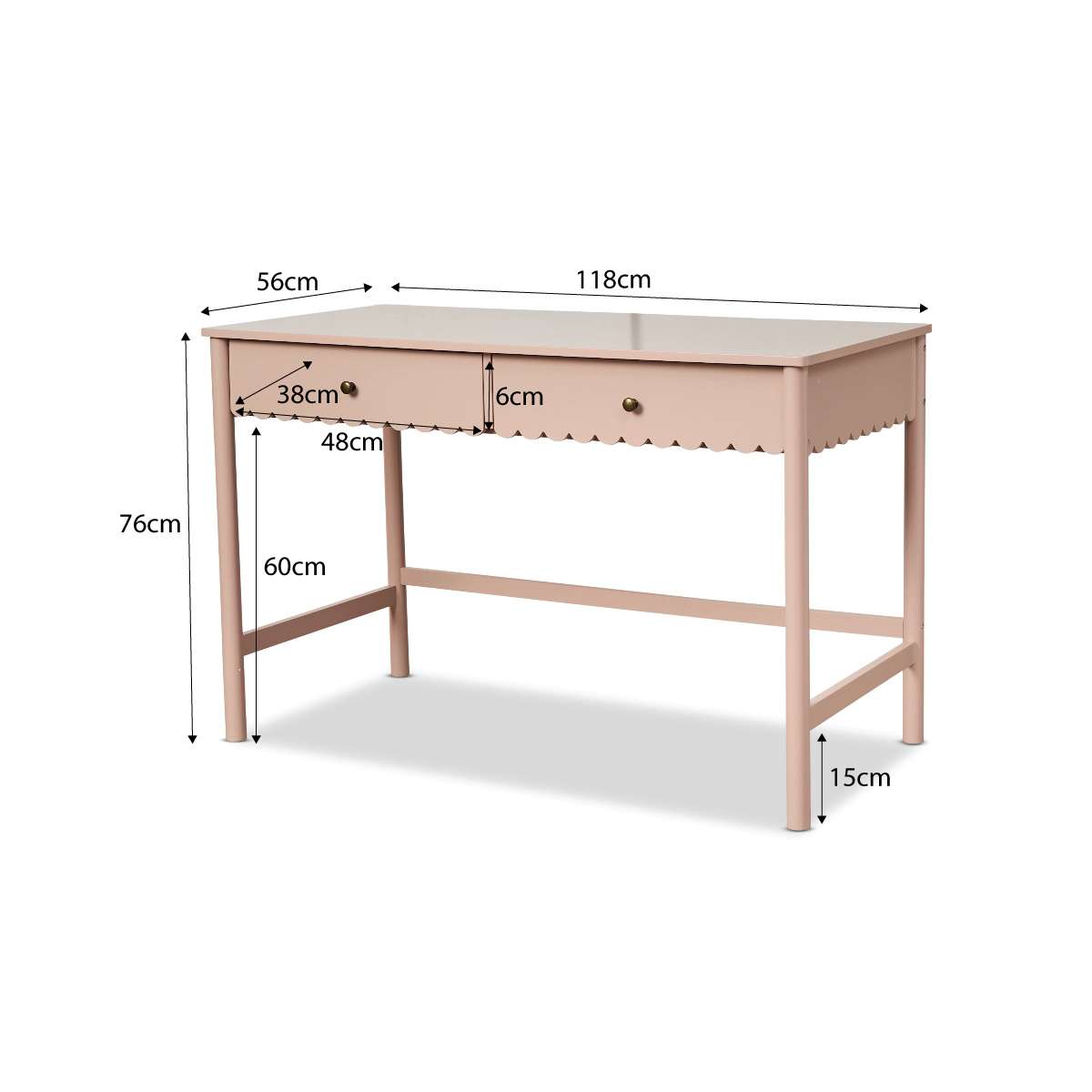 Maisie Scalloped Desk - Pink