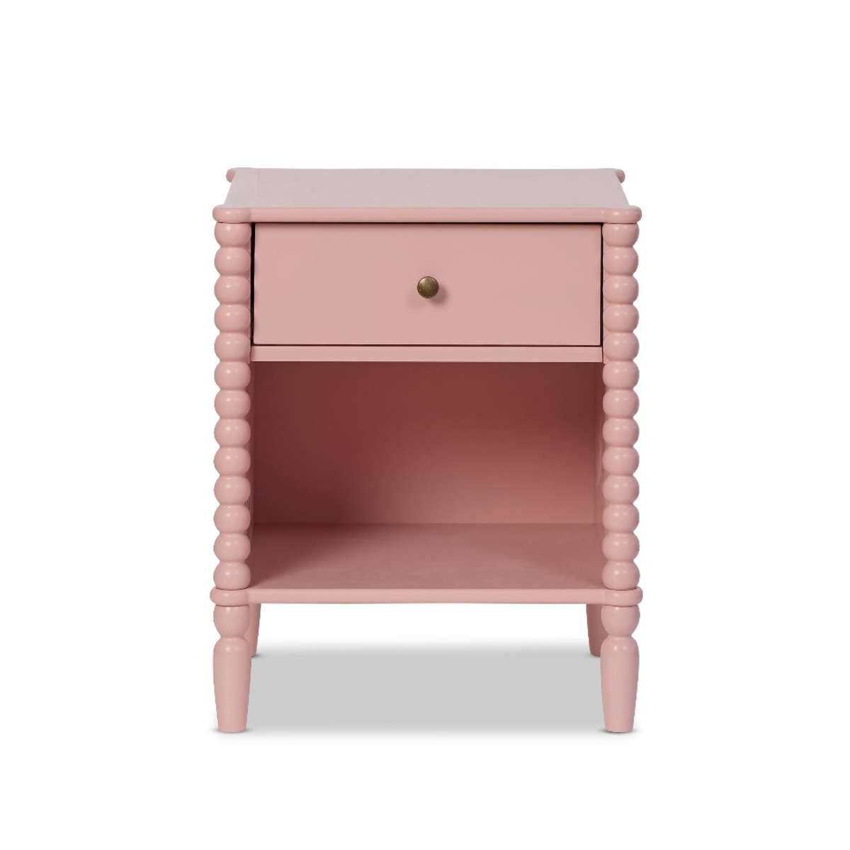 Betti Bobbin One Drawer Bedside Table - Pink