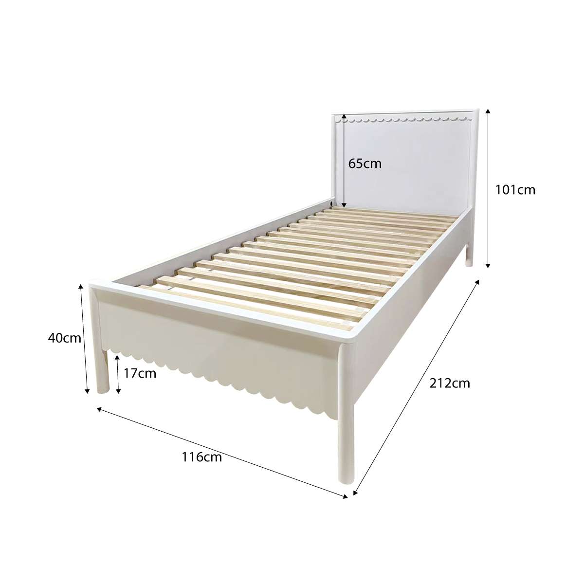 Maisie Scalloped Bed - King Single - White