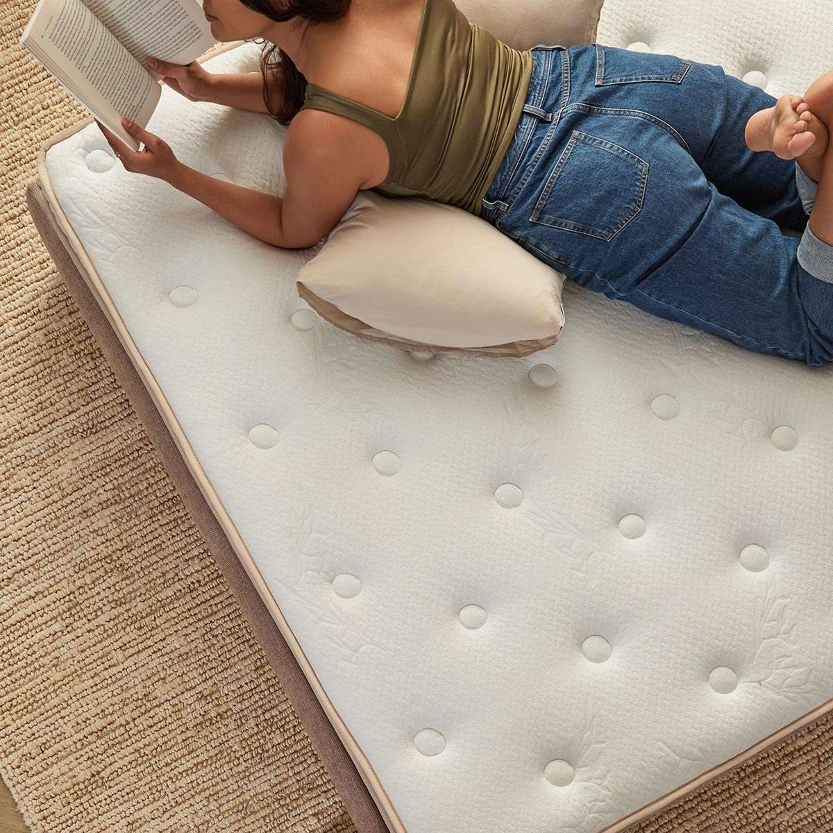 Noosa Rattan Queen Bed Base and Bamboo Queen Mattress Bundle