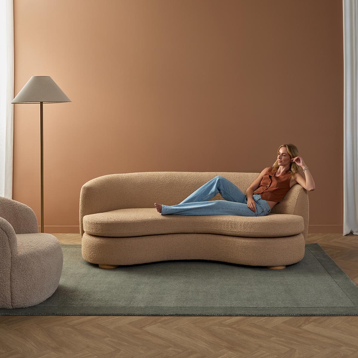 Lyle Pebble 2.5 Seater Sofa - Caramel Boucle
