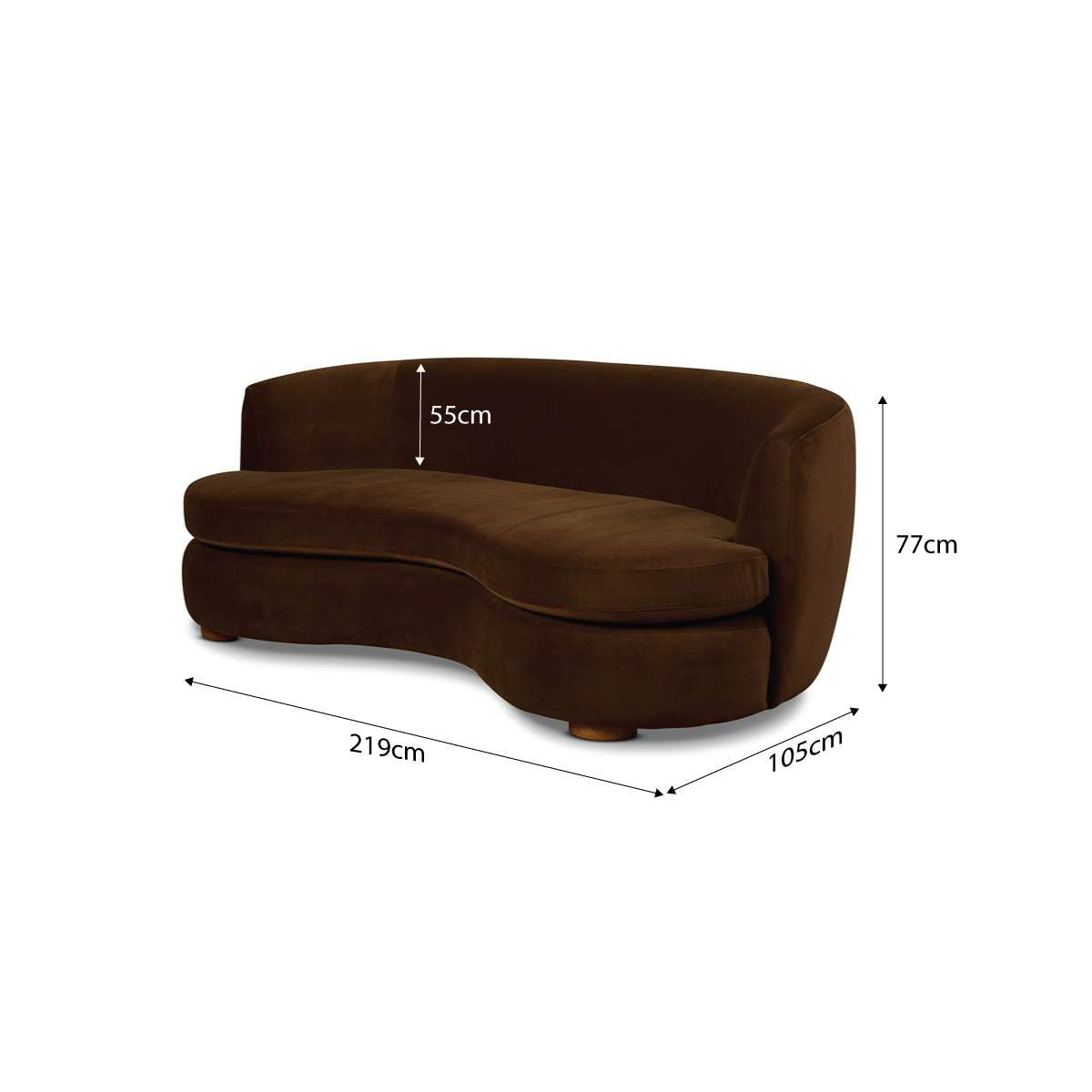 Lyle Pebble 2.5 Seater Sofa - Chocolate Velvet