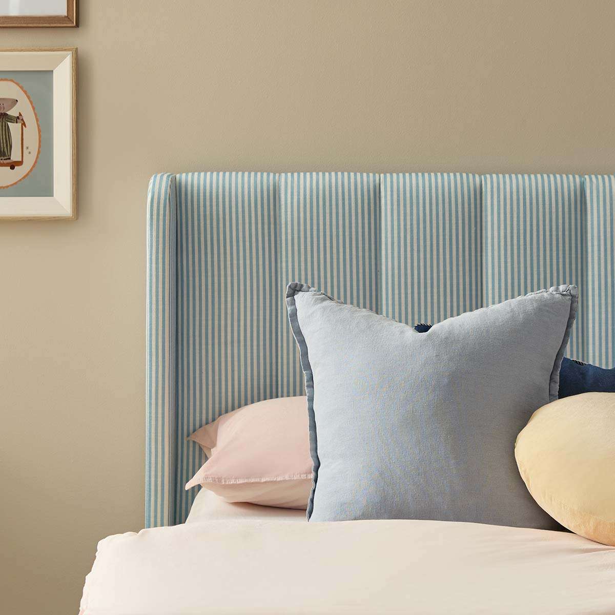 Quinn King Single Bed - Blue Stripe