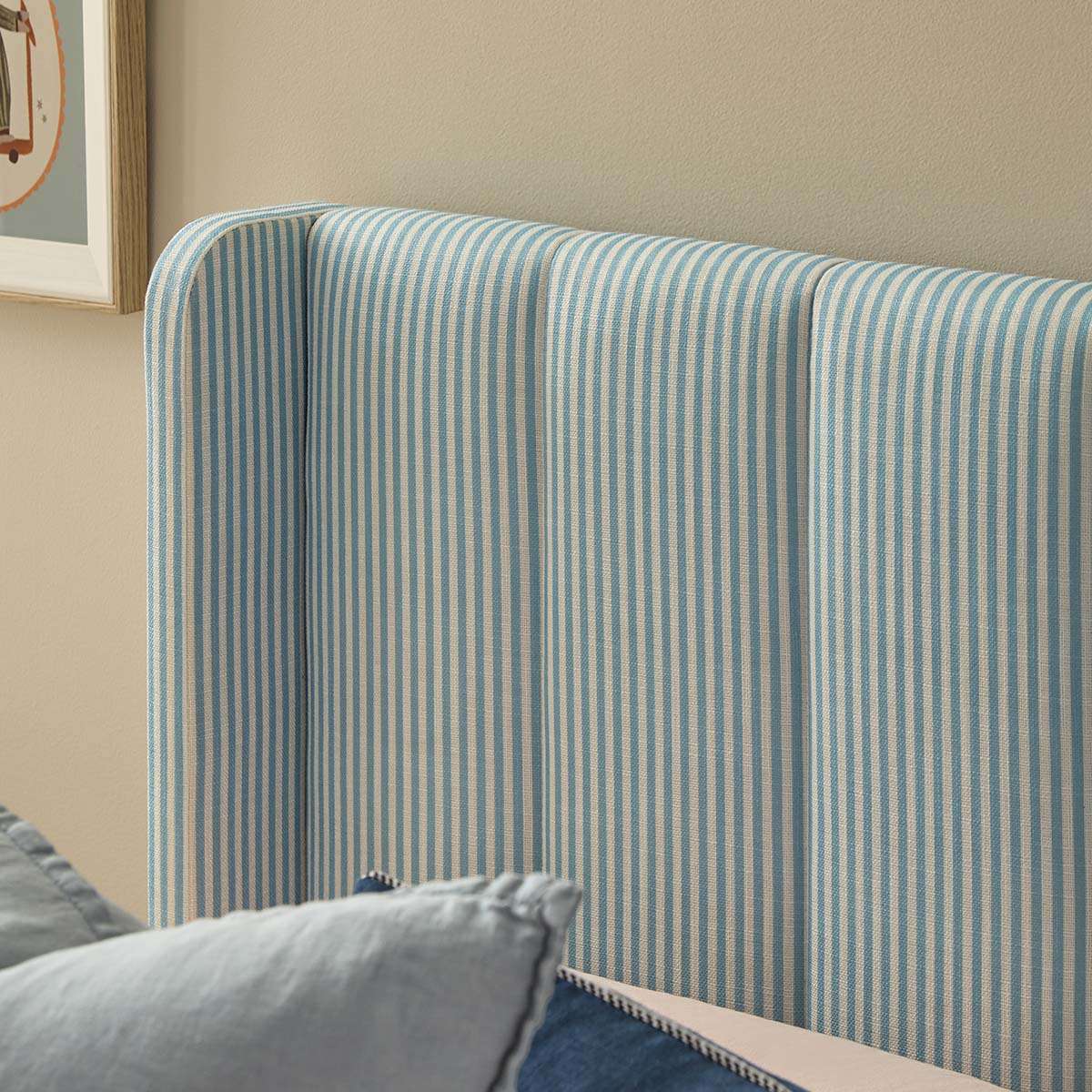 Quinn King Single Bed - Blue Stripe